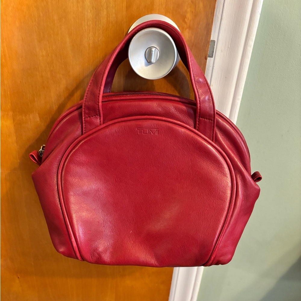 Tumi Red Leather Makeup Bag